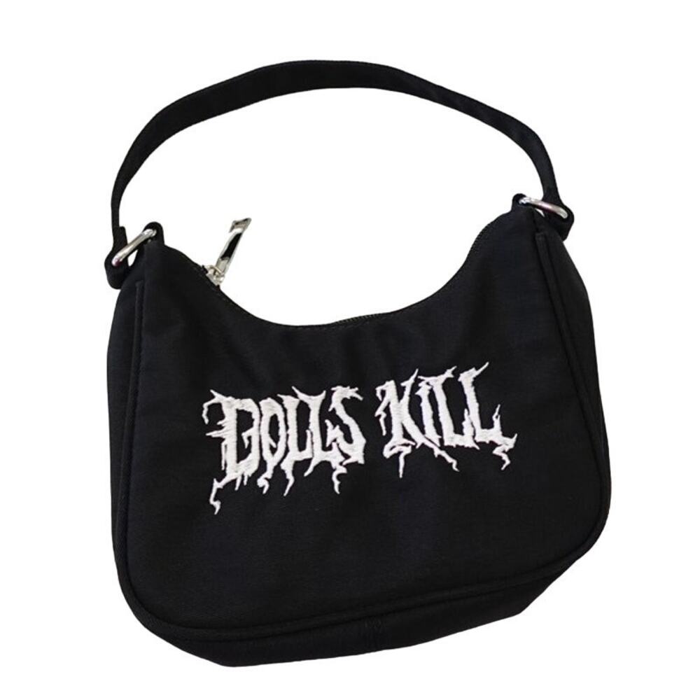 Dolls Kill Short Strap Black Fabric Small Purse